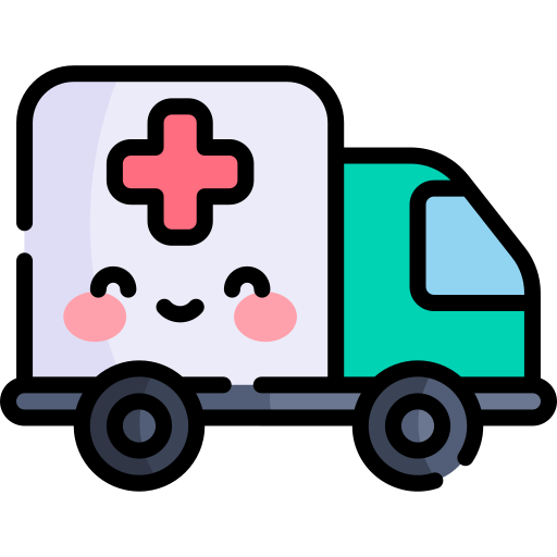 ambulance Kawaii Lineal color icoon