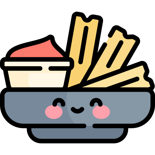 yuca frita Kawaii Lineal color icono