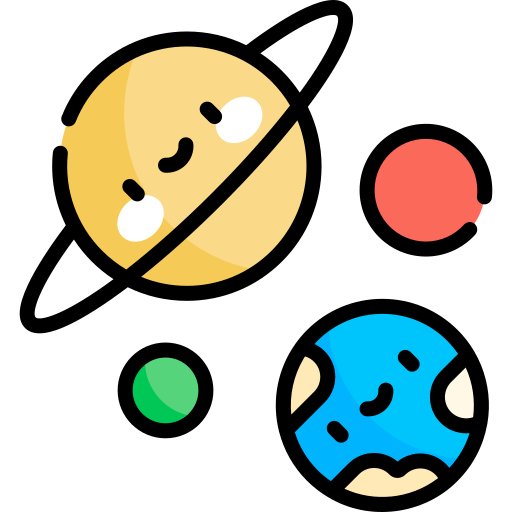 espacio Kawaii Lineal color icono