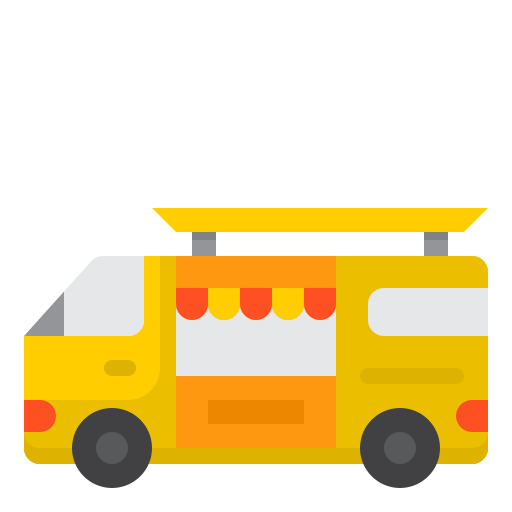 camión de comida srip Flat icono