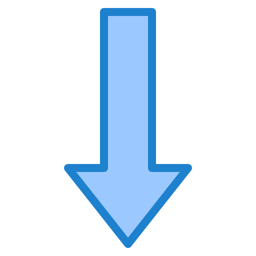 Down arrow srip Blue icon