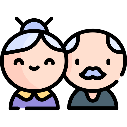 Бабушки и дедушки Kawaii Lineal color иконка