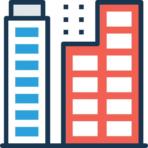 edificio Prosymbols Lineal Color icono