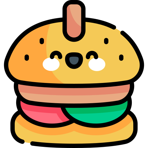 hamburguesa Kawaii Lineal color icono