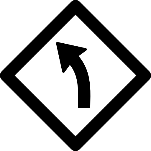 Left curve sign  icon