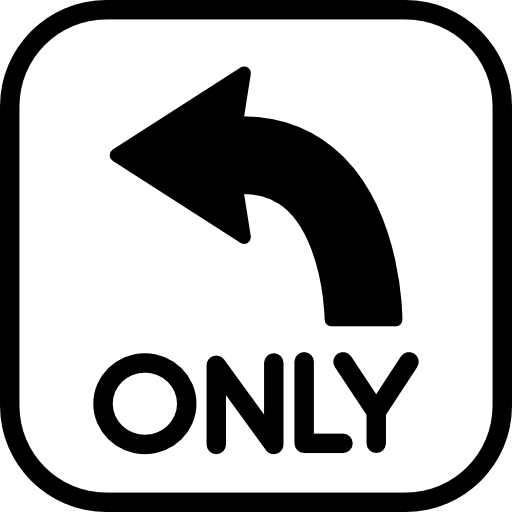 girare a sinistra solo segno  icona