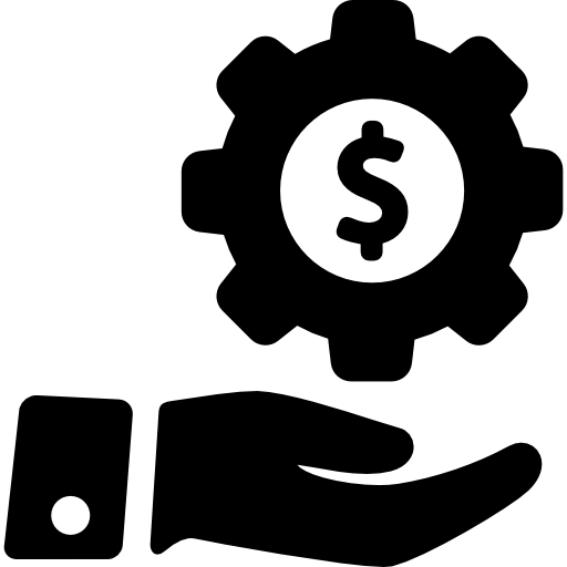 ręka z pieniądzem przekładnią  ikona