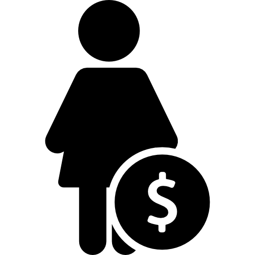 frau mit dollar symbol kreis  icon