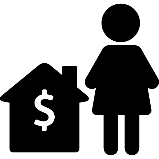Woman with mortgage  icon