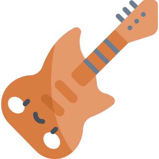 gitara basowa Kawaii Flat ikona
