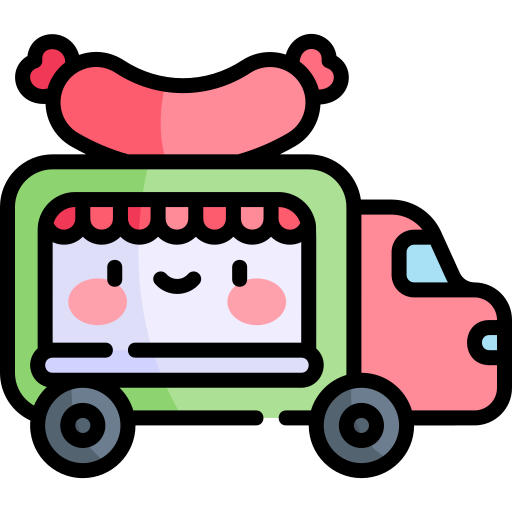 Закусочная на колесах Kawaii Lineal color иконка