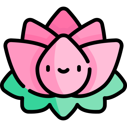 kwiat lotosu Kawaii Lineal color ikona