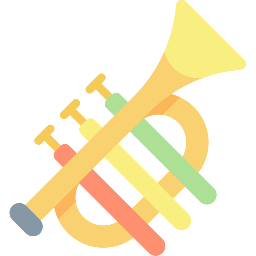 trompet Kawaii Flat icoon