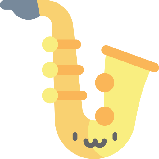saksofon Kawaii Flat ikona