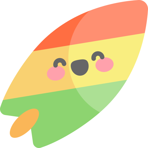 Surfboard Kawaii Flat icon