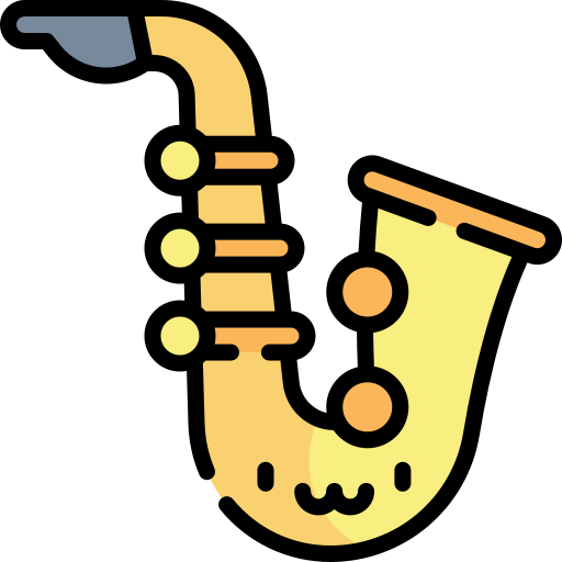 sassofono Kawaii Lineal color icona
