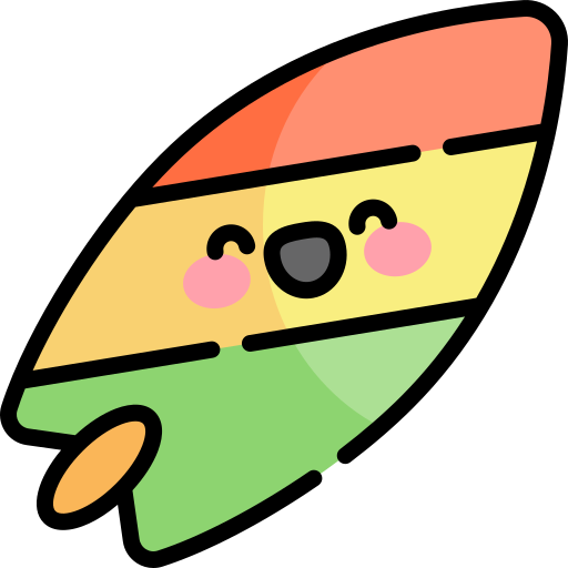 tabla de surf Kawaii Lineal color icono