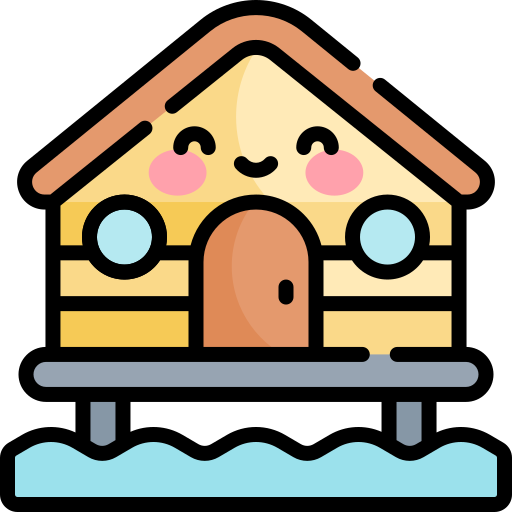 Beach house Kawaii Lineal color icon
