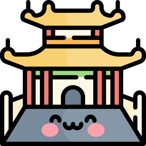 Китайский храм Kawaii Lineal color иконка