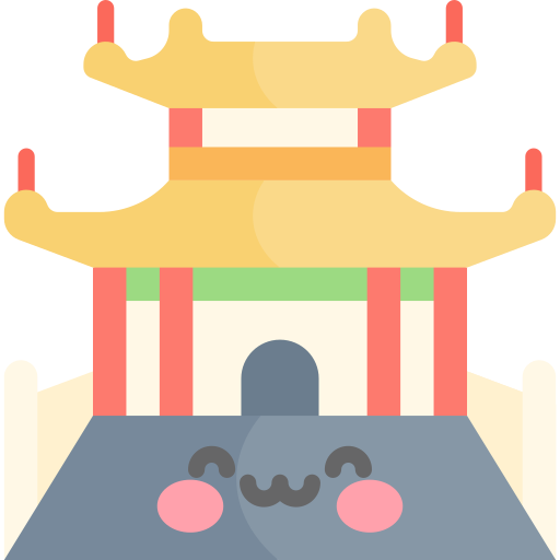 tempio cinese Kawaii Flat icona