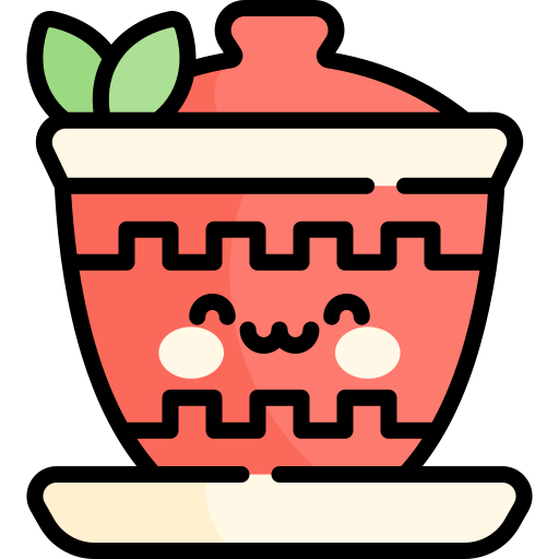 Травяной чай Kawaii Lineal color иконка