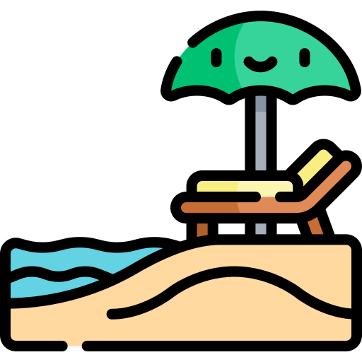 sombrilla de playa Kawaii Lineal color icono