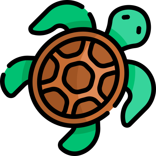 tortuga Kawaii Lineal color icono