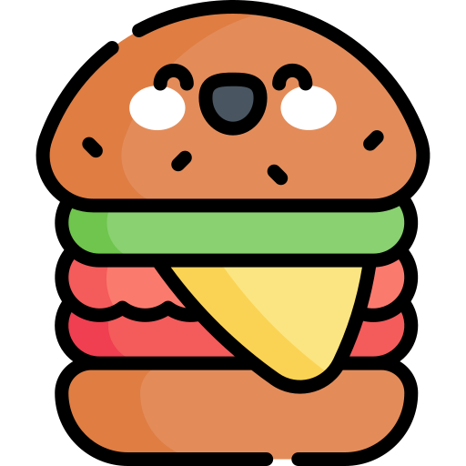 hamburger Kawaii Lineal color icoon