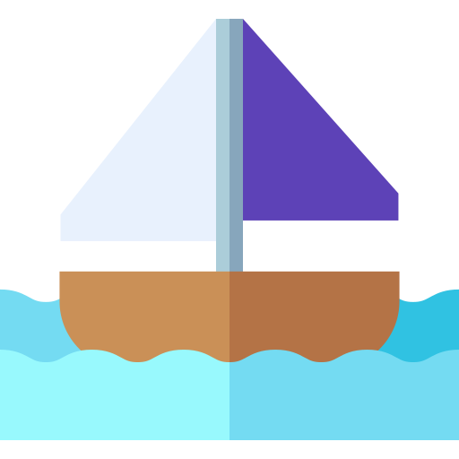 zeilboot Basic Straight Flat icoon