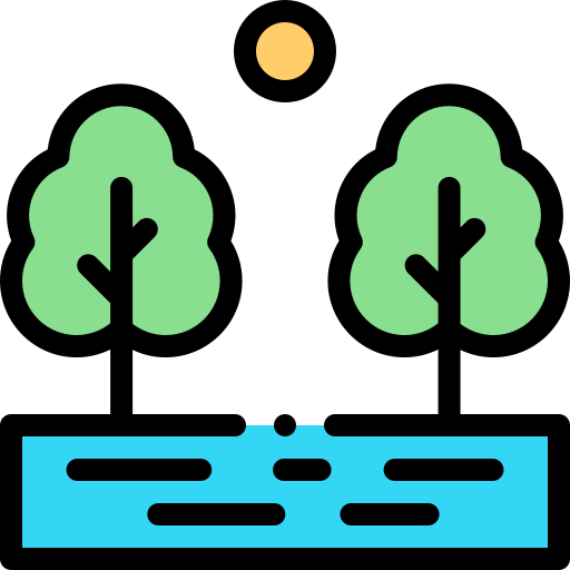 湖 Detailed Rounded Lineal color icon
