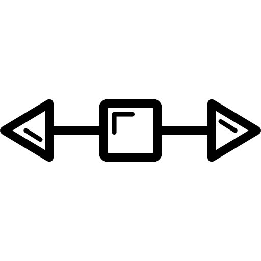 flecha doble y un cuadrado  icono