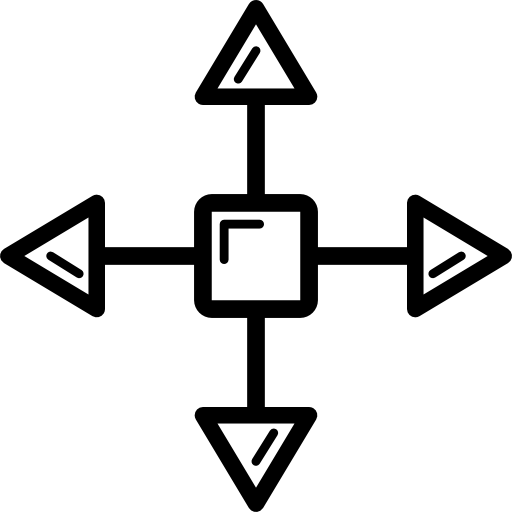 kruis pijlen vierkant  icoon