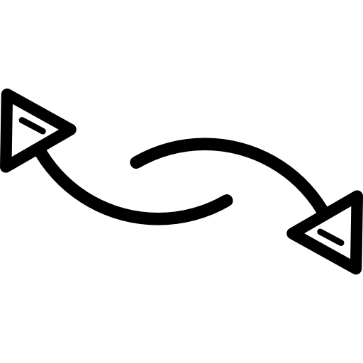 두 개의 곡선 conectors 화살표  icon