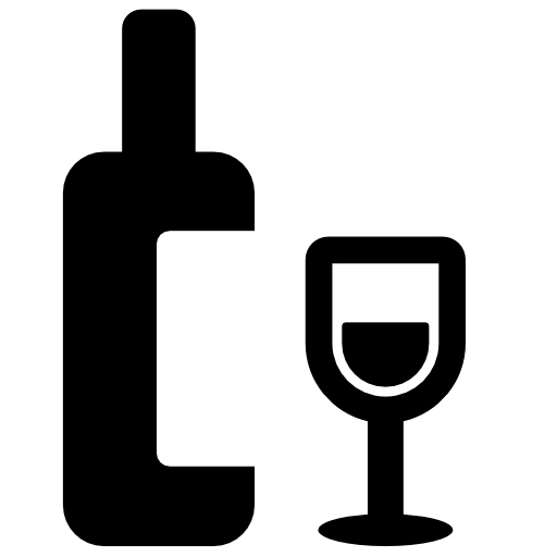 Бутылка вина и бокал  иконка