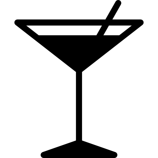 bicchiere da martini con cannuccia  icona