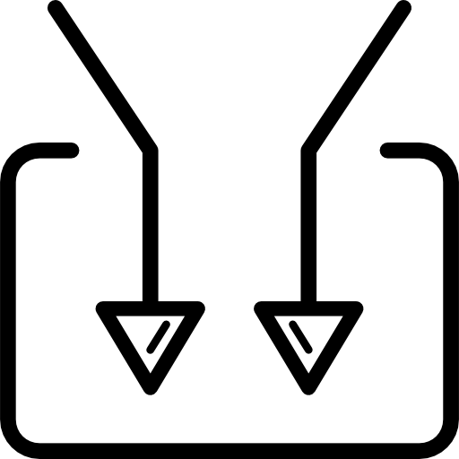 deux flèches dans un rectangle  Icône