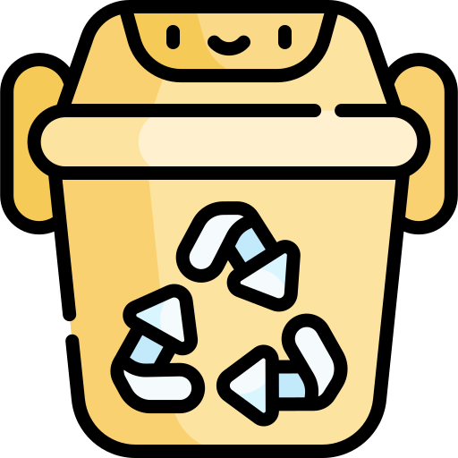 papelera de reciclaje Kawaii Lineal color icono