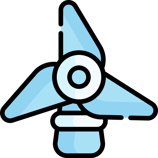 Ветряная турбина Kawaii Lineal color иконка