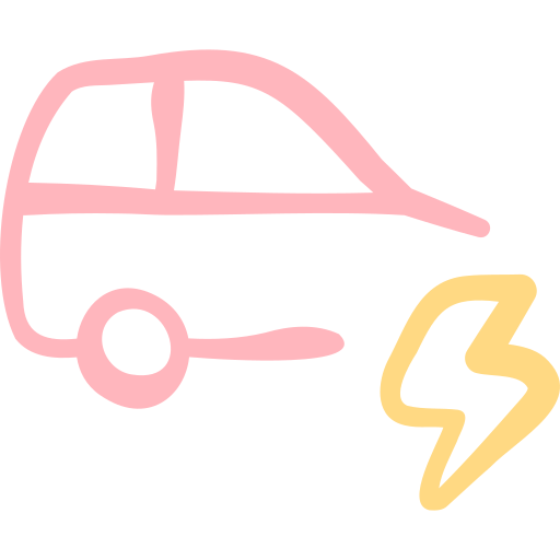 coche eléctrico Basic Hand Drawn Color icono