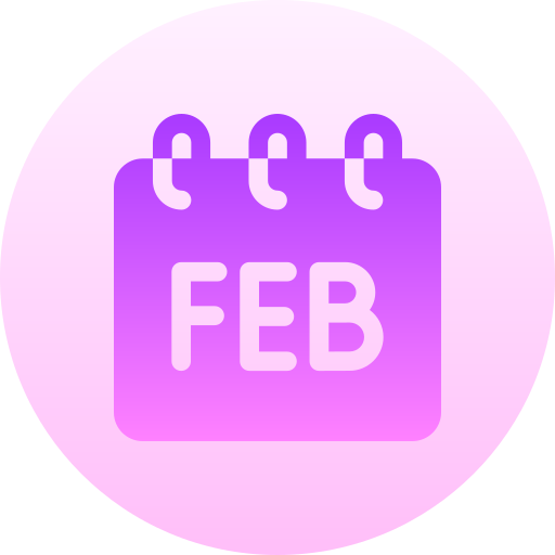 februari Basic Gradient Circular icoon