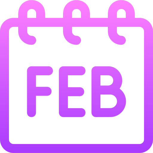 febrero Basic Gradient Lineal color icono