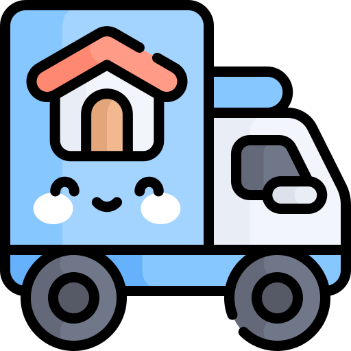 Движущийся грузовик Kawaii Lineal color иконка
