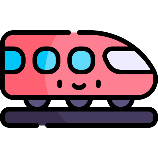 trein Kawaii Lineal color icoon