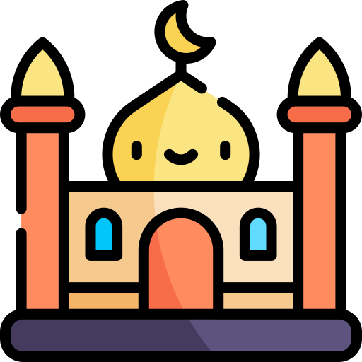 moschea Kawaii Lineal color icona