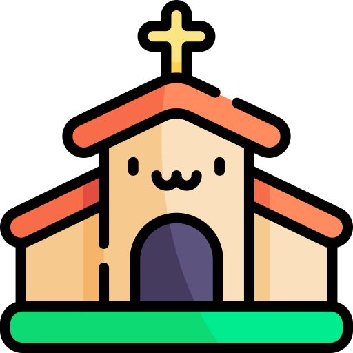 교회에 Kawaii Lineal color icon