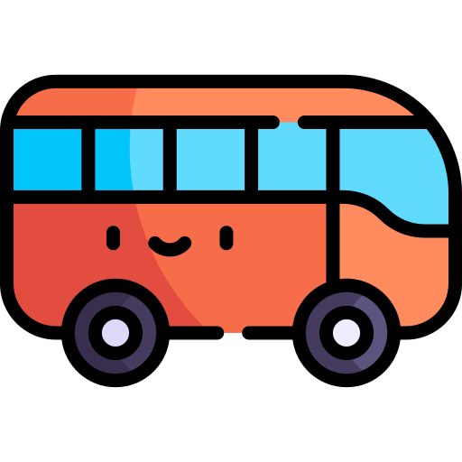 Ônibus Kawaii Lineal color Ícone