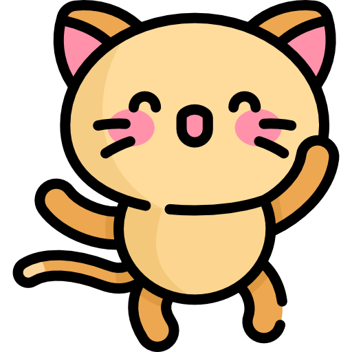 gatito Kawaii Lineal color icono