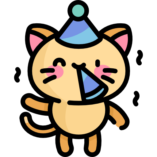 gatito Kawaii Lineal color icono