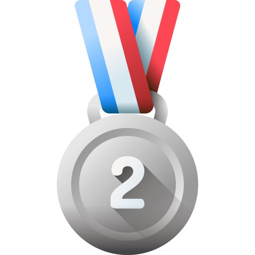 medaglia d'argento 3D Color icona