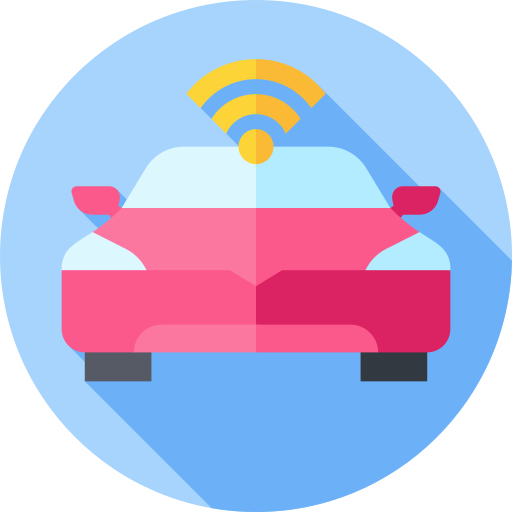Autonomous car Flat Circular Flat icon